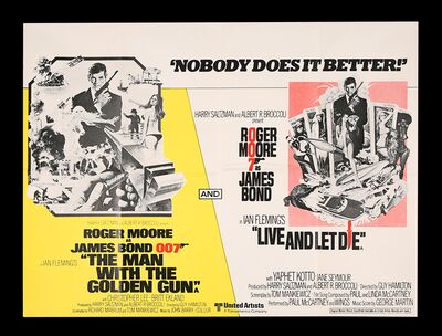 Lot #427 - JAMES BOND: THE MAN WITH THE GOLDEN GUN / LIVE AND LET DIE (1977) - UK Double Bill Quad, 1977