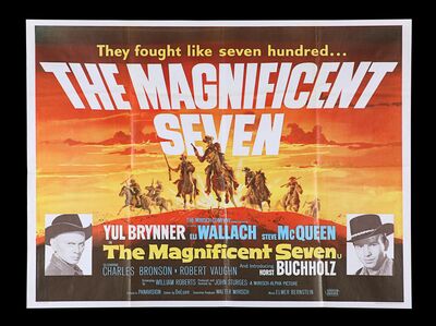 Lot #503 - THE MAGNIFICENT SEVEN (1960) - UK Quad, 1964