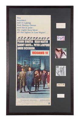 Lot #544 - OCEAN'S ELEVEN (1960) - US Insert Poster Display Autographed by Frank Sinatra, Dean Martin, Sammy Davis Jr., Peter Lawford and Others, 1960