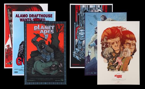 Lot #556 - PLANET OF THE APES MOVIES (1968 - 1973) - Set of Six Mondo Posters for Alamo Drafthouse Screenings, 2011