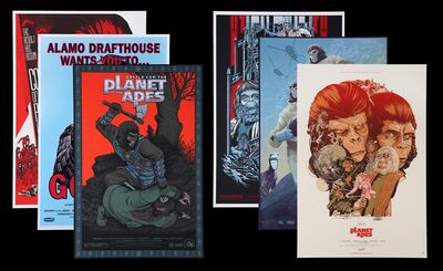 Lot #556 - PLANET OF THE APES MOVIES (1968 - 1973) - Set of Six Mondo Posters for Alamo Drafthouse Screenings, 2011