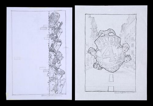 Lot #559 - POLICE ACADEMY 3: BACK IN TRAINING (1986) AND POLICE ACADEMY 4: CITIZENS ON PATROL (1987) - Original Concept Artwork, 1986, 1987