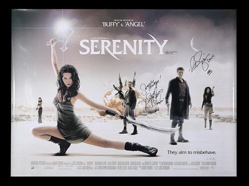 Lot #592 - SERENITY (2005) - UK Quad Autographed by Nathan Fillion and Jewel Staite, 2005