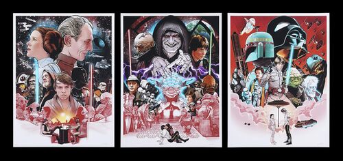 Lot #690 - STAR WARS ORIGINAL TRILOGY (1977-83) - Set of Three Signed and Hand-numbered Limited Edition Prints, 2013, 2014