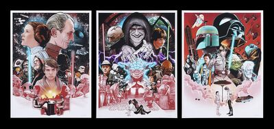 Lot #690 - STAR WARS ORIGINAL TRILOGY (1977-83) - Set of Three Signed and Hand-numbered Limited Edition Prints, 2013, 2014