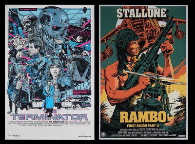 Lot #729 - TERMINATOR (1984) AND RAMBO: FIRST BLOOD PART II (1985) - Private Commission Tyler Stout Screenprint and Mondo Poster, 2020