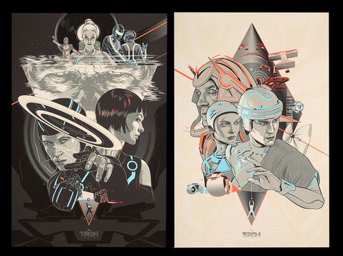 Lot #760 - TRON (1982) AND TRON: LEGACY (2010) - Set of Two Matching Hand-Numbered Limited Edition Mondo, Disney, Sideshow Collectibles Prints, 2012