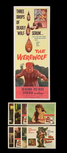 Lot #772 - THE WEREWOLF (1956), THE WOMAN EATER (1958) - US Insert and Lobby Card Set, 1956, 1958