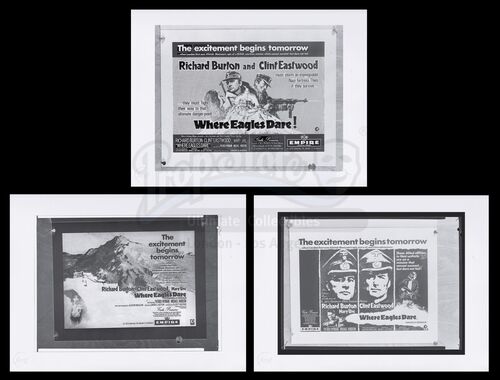 Lot #776 - WHERE EAGLES DARE (1968) - FEREF ARCHIVE: Three Original Poster Concept Negatives for The London Premiere and Three 1 of 1 Proof Prints, 2021