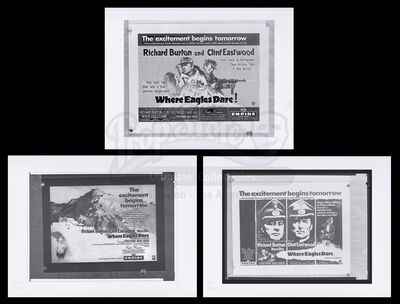 Lot #776 - WHERE EAGLES DARE (1968) - FEREF ARCHIVE: Three Original Poster Concept Negatives for The London Premiere and Three 1 of 1 Proof Prints, 2021
