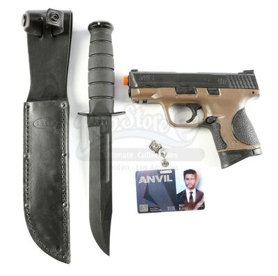 Lot # 143: Marvel's The Punisher (TV Series) - Billy Russo's Stunt Handgun, Knife, and Anvil ID