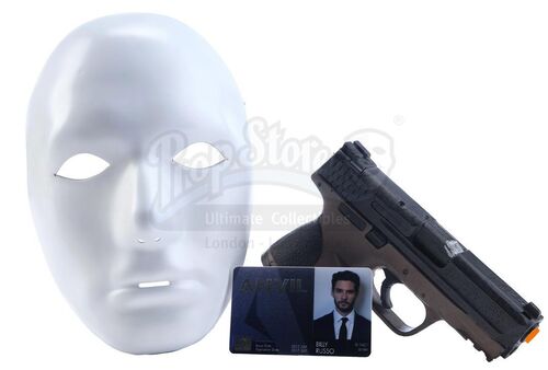 Lot # 250: Marvel's The Punisher (TV Series) - Billy Russo's Jigsaw Camera Test Mask, Stunt Handgun, and Anvil ID