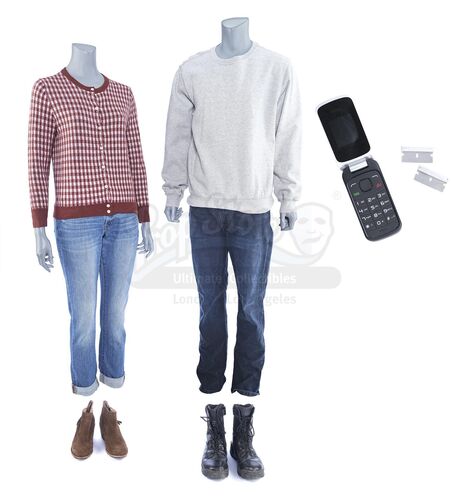 Lot # 18: Marvel's The Punisher (TV Series) - Frank Castle and Sarah Lieberman's House Costumes with Burner Phone and Razor Blades