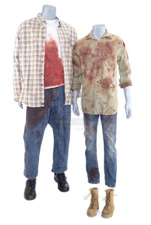 Lot # 49: Marvel's The Punisher (TV Series) - Lewis Wilson and O'Connor's Bloodied Fatal Confrontation Costumes