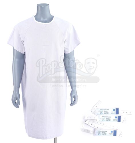 Lot # 218: Marvel's The Punisher (TV Series) - Frank Castle's Hospital Gown with Three Billy Russo Hospital Bracelets