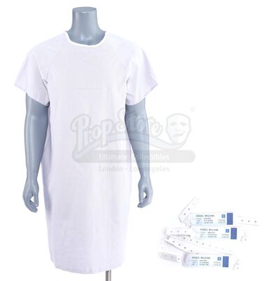 Lot # 218: Marvel's The Punisher (TV Series) - Frank Castle's Hospital Gown with Three Billy Russo Hospital Bracelets