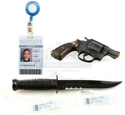 Lot # 251: Marvel's The Punisher (TV Series) - Krista Dumont's Stunt Handgun and Hospital Accessories with Billy Russo's Stunt Knife
