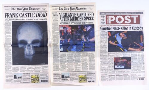 Lot # 276: Marvel's Daredevil (TV Series) - Two New York Examiner and one Kitchen Post Newspaper Covers