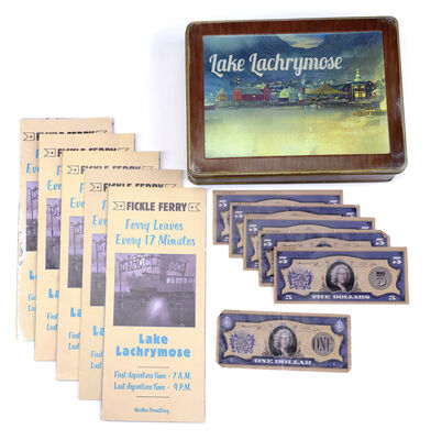 Lot # 39: Netflix's A Series of Unfortunate Events (TV Series) - Lake Lachrymose Pamphlets, Tin Box, and Taxi Money