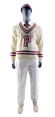 Lot # 78: Netflix's A Series of Unfortunate Events (TV Series) - Lemony Snicket's Prufrock Preparatory School Pep Rally Sweater and Cap