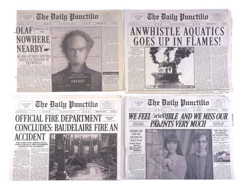 Lot # 89: Netflix's A Series of Unfortunate Events (TV Series) - Daily Punctilio Newspapers featuring OLAF NOWHERE NEARBY Headline