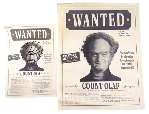 Lot # 90: Netflix's A Series of Unfortunate Events (TV Series) - Count Olaf's Wanted Posters - Clean and Drawn with Coach Genghis Turban