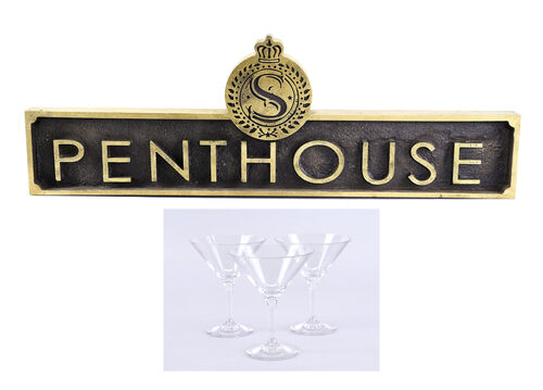 Lot # 92: Netflix's A Series of Unfortunate Events (TV Series) - Esme Squalor's Penthouse Sign and Martini Glasses