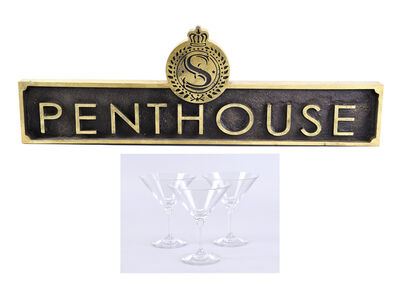 Lot # 92: Netflix's A Series of Unfortunate Events (TV Series) - Esme Squalor's Penthouse Sign and Martini Glasses