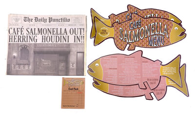Lot # 96: Netflix's A Series of Unfortunate Events (TV Series) - Cafe Salmonella Menus and Order Book with Newspaper
