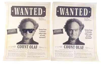 Lot # 104: Netflix's A Series of Unfortunate Events (TV Series) - Count Olaf's Wanted Posters - Clean and with Drawn Glasses