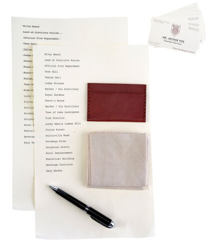 Lot # 109: Netflix's A Series of Unfortunate Events (TV Series) - Mr. Poe's Business Cards, Lists of Locations, and Accessories