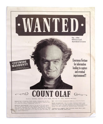 Lot # 116: Netflix's A Series of Unfortunate Events (TV Series) - Count Olaf's Wanted Posterboard