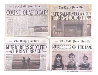 Lot # 146: Netflix's A Series of Unfortunate Events (TV Series) - Daily Punctilio Newspapers featuring COUNT OLAF IS DEAD! and MURDERERS ON THE LAM! Headlines