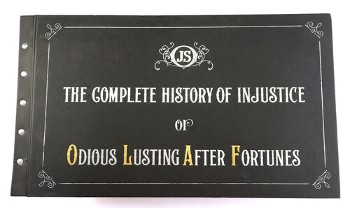 Lot # 194: Netflix's A Series of Unfortunate Events (TV Series) - The Complete History of Injustice or Odious Lusting After Fortunes (O.L.A.F.) Book with Count Olaf V.F.D. Tattoos