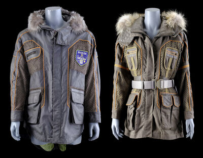 Lot # 84: Lost In Space (2018-2021) - John Robinson (Toby Stephens) and Maureen Robinson Stunt Cold Weather Jackets with Mission 24 Patches