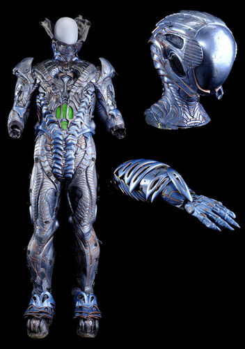 Lot # 42: Lost In Space (2018-2021) - Robot Alien (Brian Steele) Bodysuit with Partial Scales, Stand-in Head, and Insert Arm