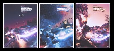 Lot #19 - BACK TO THE FUTURE TRILOGY (1985-90) - Matching Numbered Hand-Signed Artist Proof Set of Prints by Oliver Rankin, 2021