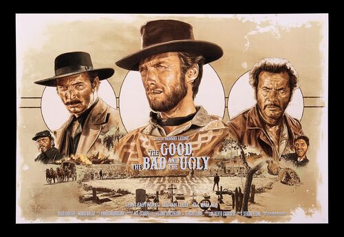 Lot #83 - THE GOOD, THE BAD & THE UGLY (1966) - Hand-Numbered Limited Edition Print by Juan Carlos Ruiz Burgos, 2021