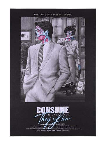 Lot #188 - THEY LIVE (1988) - Hand-Numbered Limited Edition Vice Press Black Edition Print by Florey, 2021
