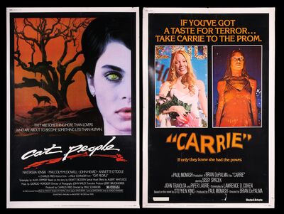 Lot #263 - CARRIE (1976) AND CAT PEOPLE (1982) - Two 40" x 60" US Posters, 1976, 1982