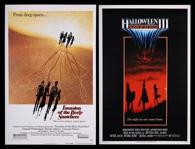 Lot #319 - HALLOWEEN III: SEASON OF THE WITCH (1982) AND INVASION OF THE BODY SNATCHERS (1978) - Two US One-Sheets, 1978, 1982