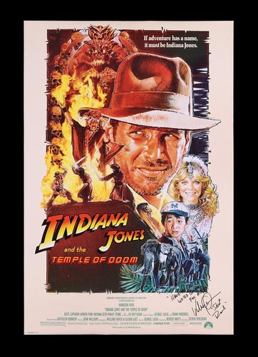 Lot #333 - INDIANA JONES AND THE TEMPLE OF DOOM (1984) - Ke Huy Quan Autographed Movie Poster, 1984