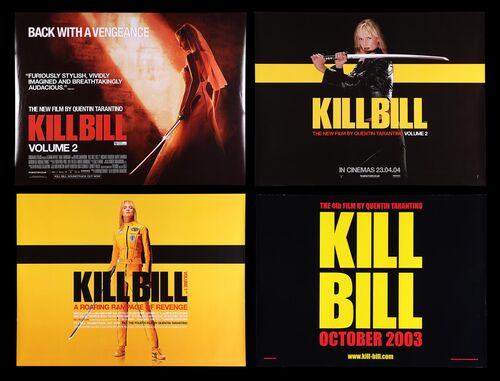 Lot #394 - KILL BILL: VOL 1 (2003) AND KILL BILL: VOL 2 (2004) - Four UK Quads, 2003, 2004