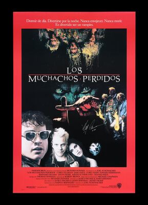 Lot #408 - THE LOST BOYS (1987) - US Spanish International One-Sheet Signed and Dated By Greg Cannom, 1987
