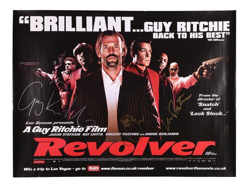 Lot #443 - REVOLVER (2007) - Movie Poster Autographed by Guy Ritchie, Jason Statham, Vincent Pastore, 2007