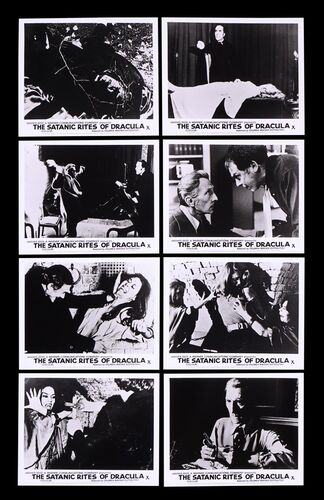 Lot #450 - THE SATANIC RITES OF DRACULA (1973) - Set of Eight British Front of House Lobby Cards , 1973