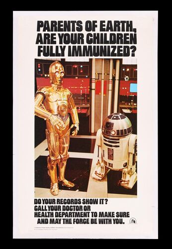Lot #495 - STAR WARS: EP IV - A NEW HOPE (1977) - Immunization Poster Issued by US Department of Health, Education and Welfare, 1979