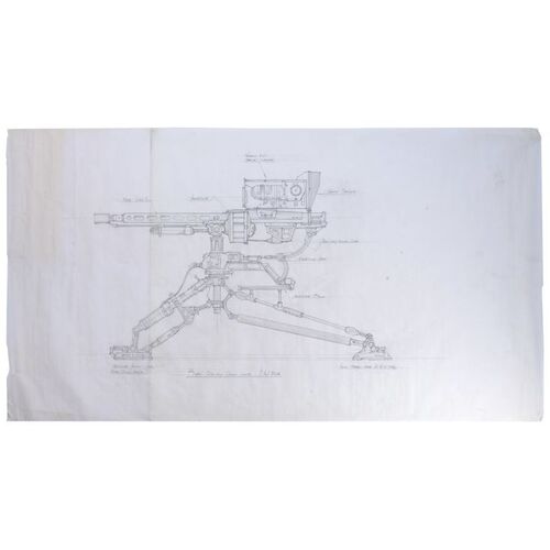 Lot # 18: Aliens (1986) - Hand-Drawn UA 571-C Automated Sentry Gun Blueprint