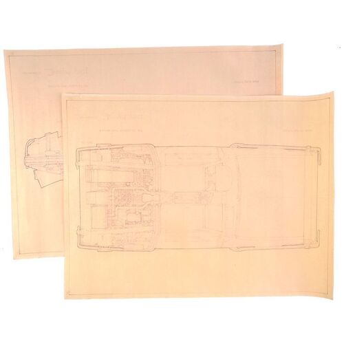 Lot # 35: Back To The Future (1985) - Pair of Printed Ron Cobb DeLorean Time Machine Blueprints