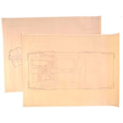 Lot # 35: Back To The Future (1985) - Pair of Printed Ron Cobb DeLorean Time Machine Blueprints
